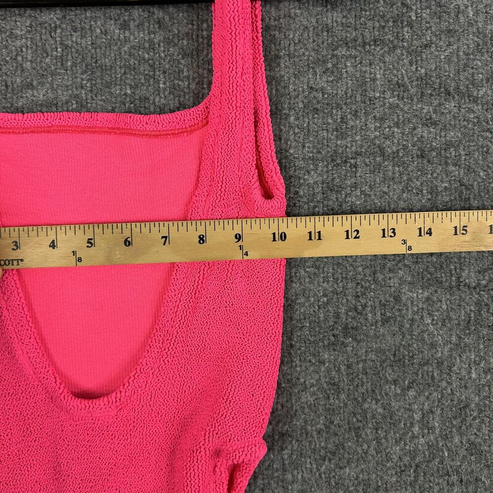 Hunza G Swimsuit One Size Square Neck Hot Pink Stretchy Beach Pool Cruise Chic - Picture 13 of 14
